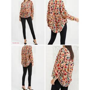 French Connection Women's Avery Burnout Floral Popover Long Sleeve,Size S, NWT
